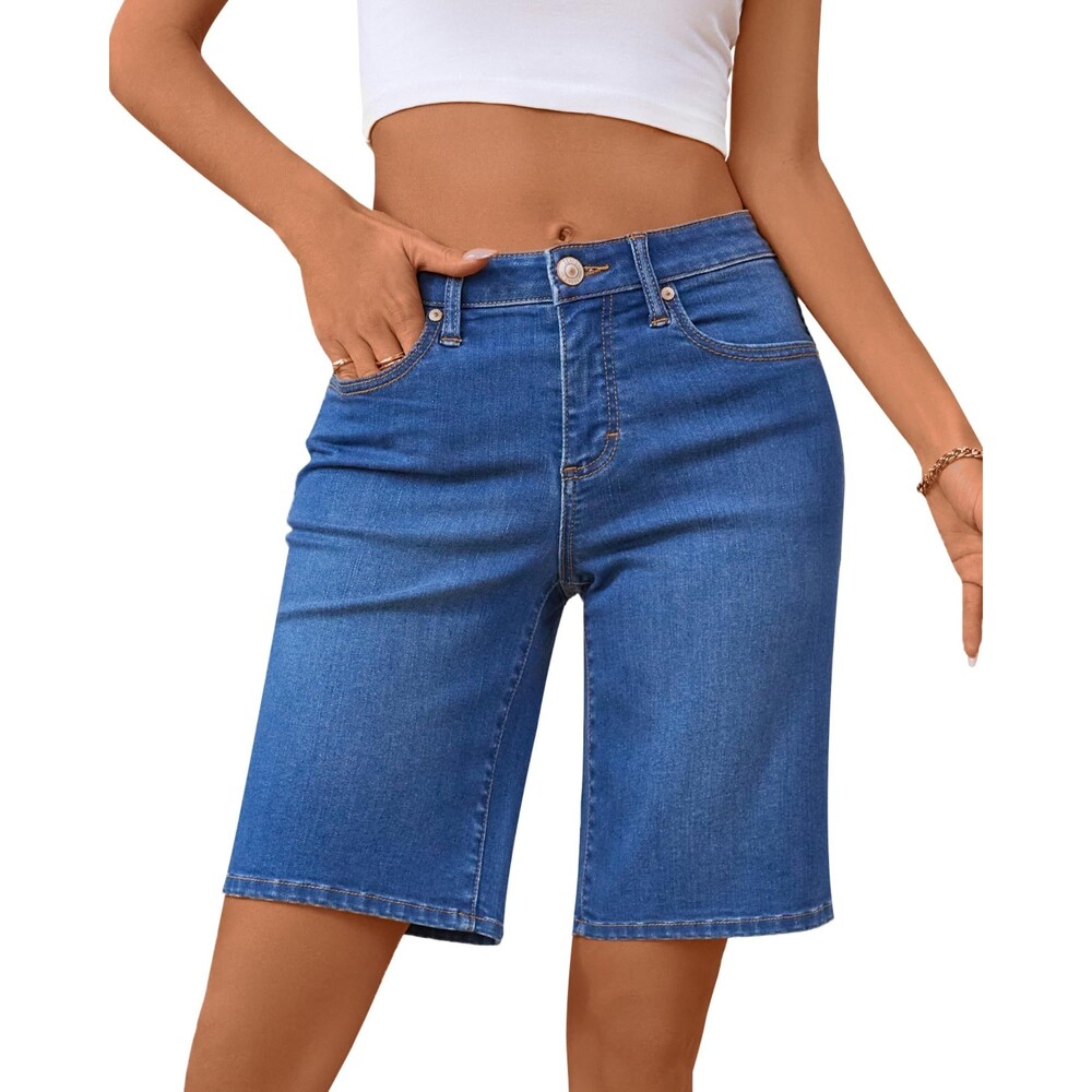 Mid Waisted Trendy Stretchy Denim Shorts, SIZE 16, 7N-175B003